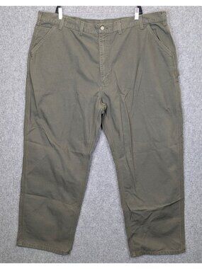 New Carhartt B136 Double Front Work Dungaree Mens 48x32 Green Washed Duck Pants